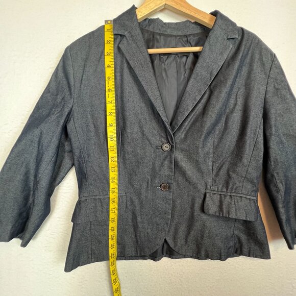 New York & Company Womens 3/4 Sleeve Dark Gray Stretch Blazer Two-Button Closure - Picture 13 of 14